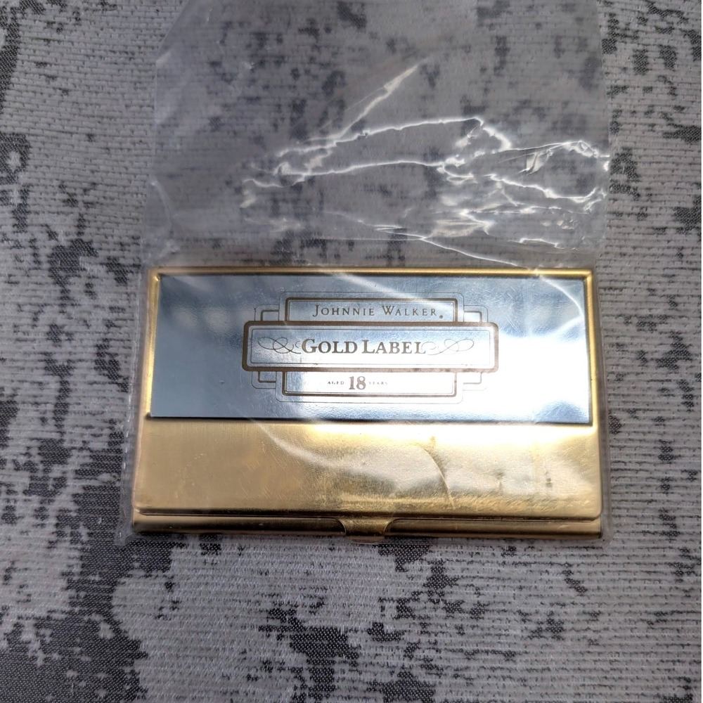 Johnnie Walker Gold Label 18 Years Business Card Holder Metal Gold‎ Silver